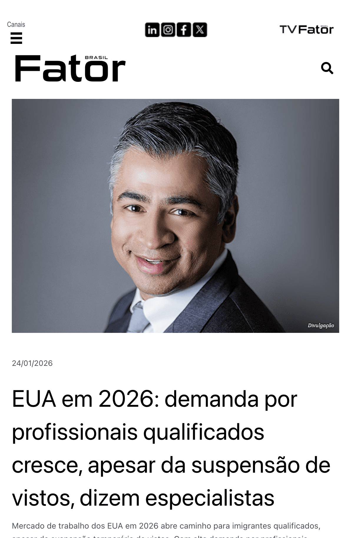 Prévia da matéria Murtaz Law no Portal Fator